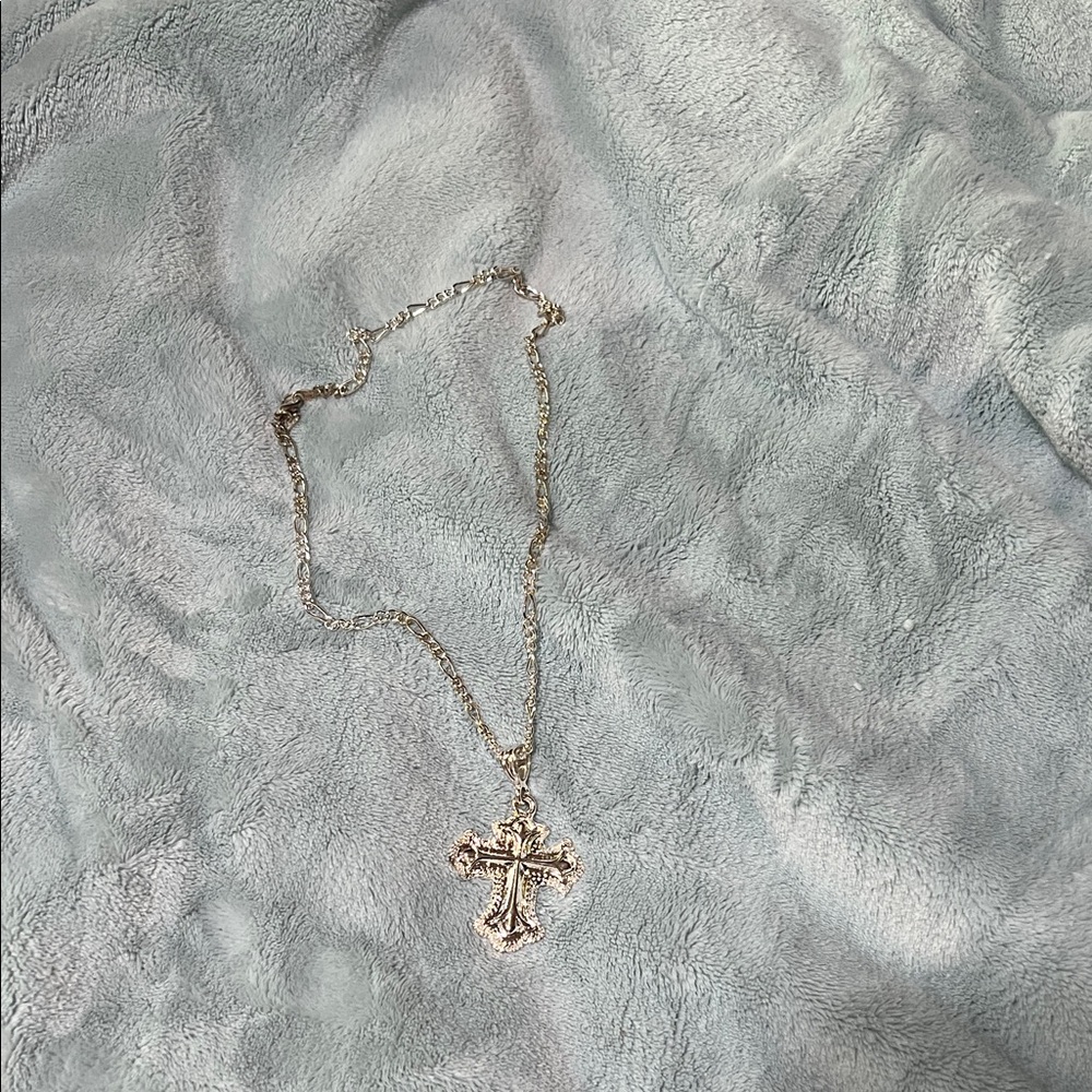 Elegant Silver Cross Pendant Necklace